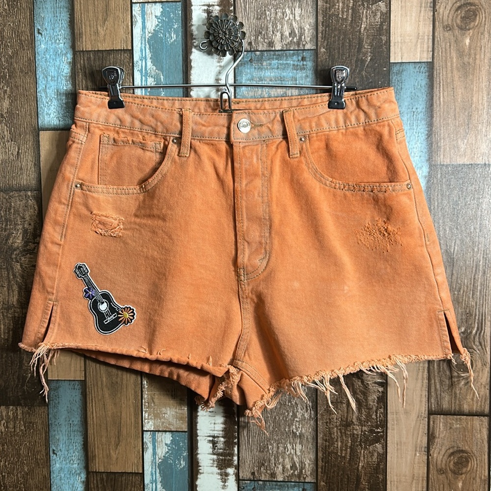 Wild Fable Orange dyed and patched jean shorts